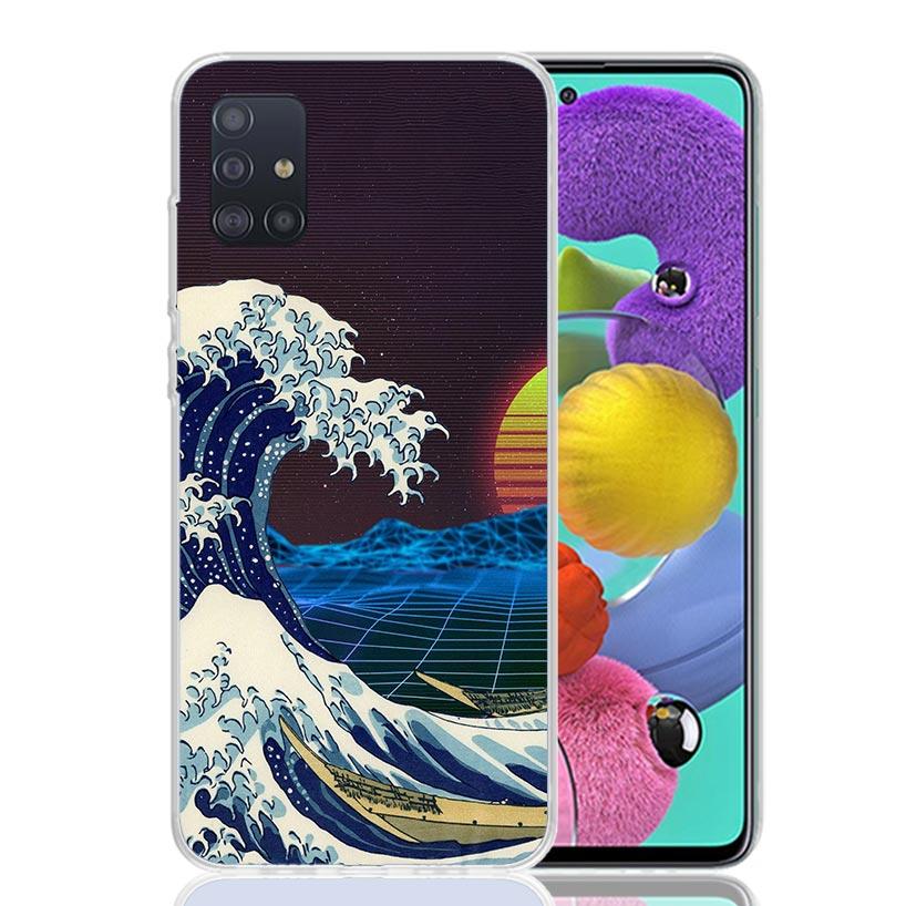 Japanese Style Wave Art Phone Case For Samsung Galaxy A52 A32 A22 A12 A02S A50S A30S A51 A31 AA71 Note 20 Ultra 10 S10 Plus Gala