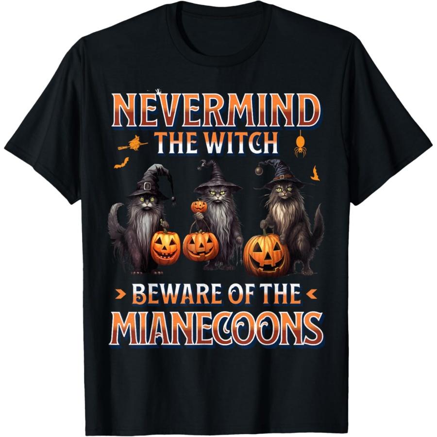 Never Mind The Witch Beware Of Maine Coon Cat Halloween Men Women Kids T-Shirt XXXXXL чёрный