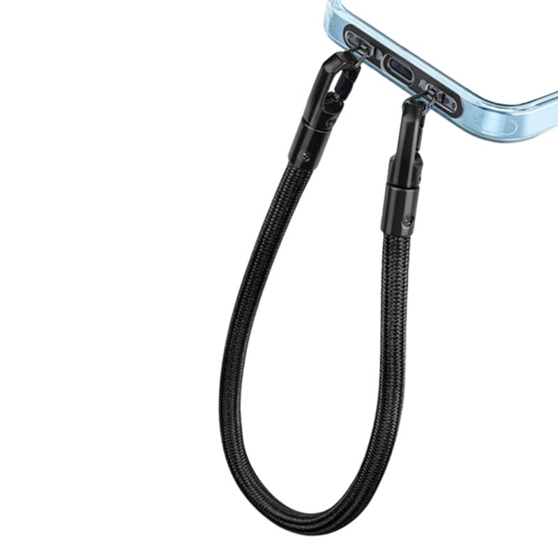 Not Loss Double Hook Phone Lanyard Side Mount Pad Metal Lanyard Clip with Two Rings Corrosion Resistant Clip for Phone