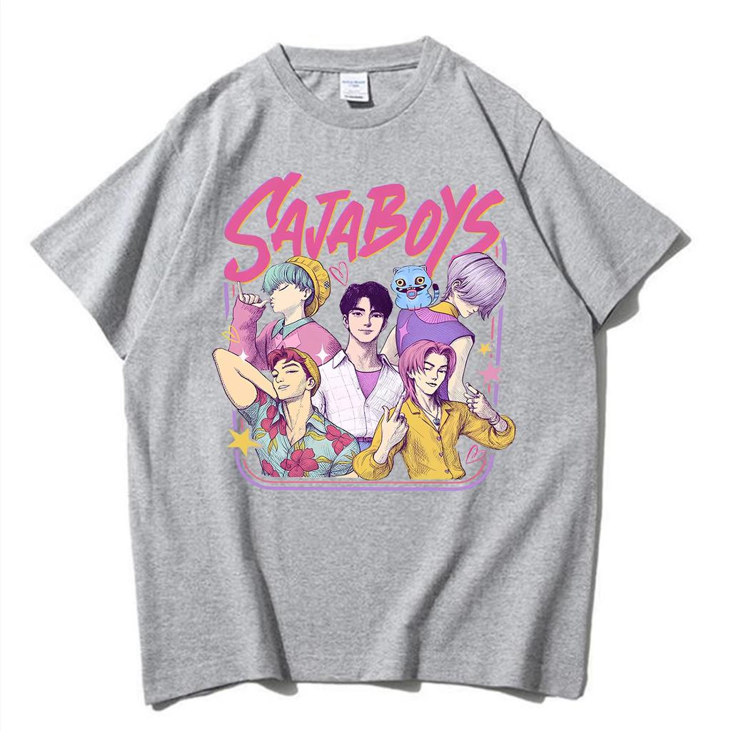 Kpop Demon Hunters Saja Boys T-Shirt - Harajuku Style O-Neck Tee Official Fan Gift & Collectible Merchandise