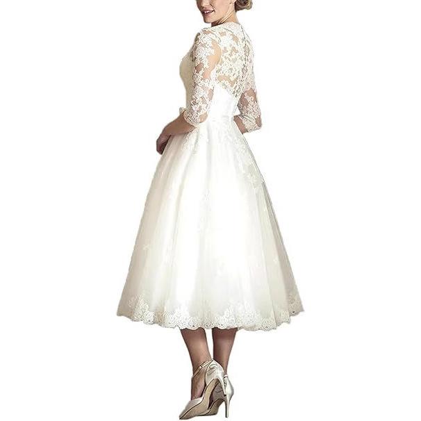 Abito da sposa leggero francese pizzo manica media abito di temperamento medio-lungo sposa registrazione matrimonio vestito bianco piccolo indossabile quotidianamente