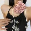 Exaggerated Flower Rope Necklace Eye catching Tie Up Floral Choker Chain Jewelry for Women Elegant Flower Necklace