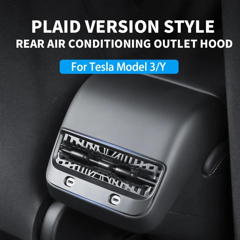 Tesla Rear Air Vent Cover Tesla Model 3 Y Accessories Center Console Armrest Box Back Conditioner Outlet Filter Grille Protector