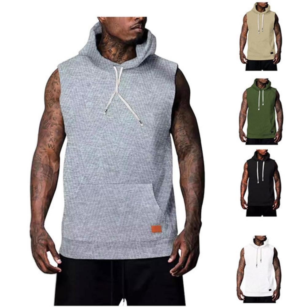 

Sleeveless Vest Men Wear Summer Sports Hooded Running Basketball Training Clothes Cross Twill Jacquard Sleeveless T-shirt Vest S білий