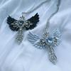 European and American Street Blue Gem Angel Crossed Clavicle Chain Necklace