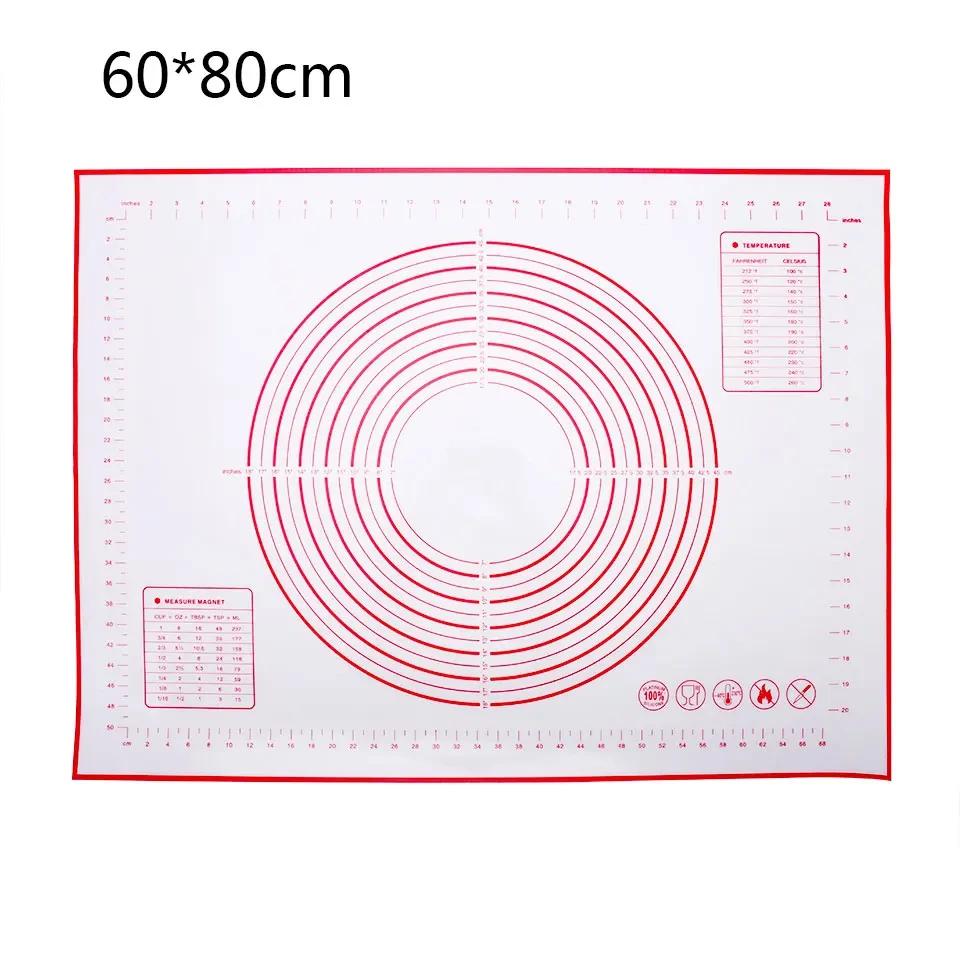 Various Size Silicone Kneading Pad Non-Stick Surface Rolling Dough Mat with Scale Kitchen Cooking Pastry Sheet Oven Liner Bakeware