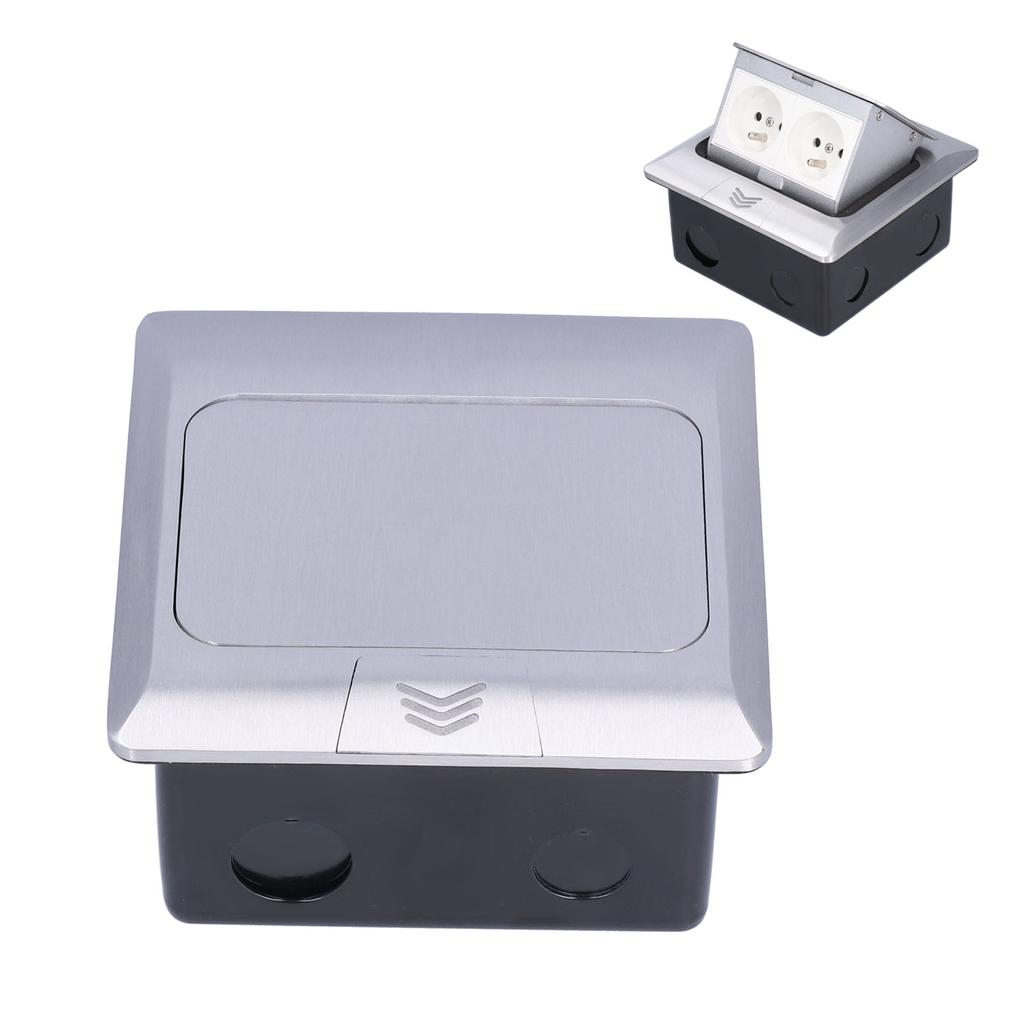 Cutie de podea sus Aliaj de aluminiu Priză de masă de podea Priza electrică impermeabilă 2 căi 250V J28