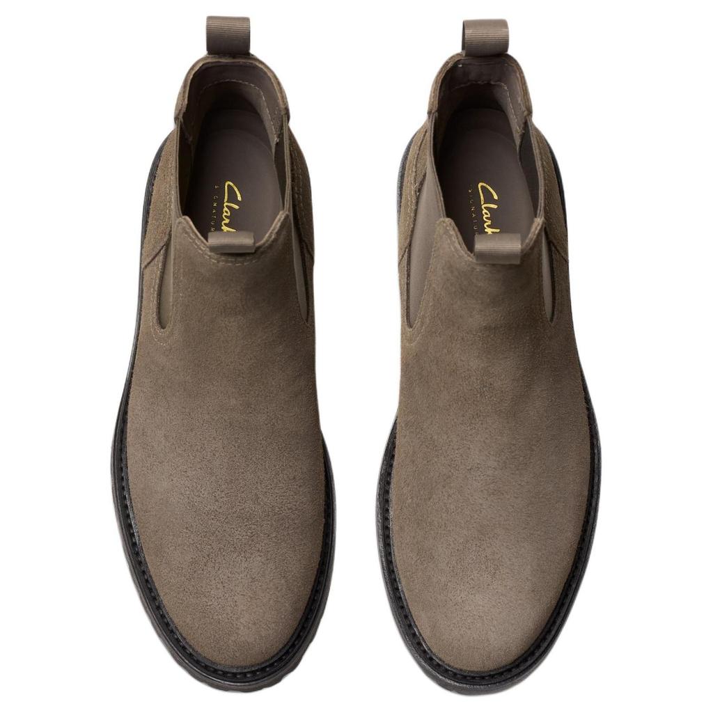 Clarks Round Toe Slip-On Short Chelsea Boots Men boots Gray 26179724
