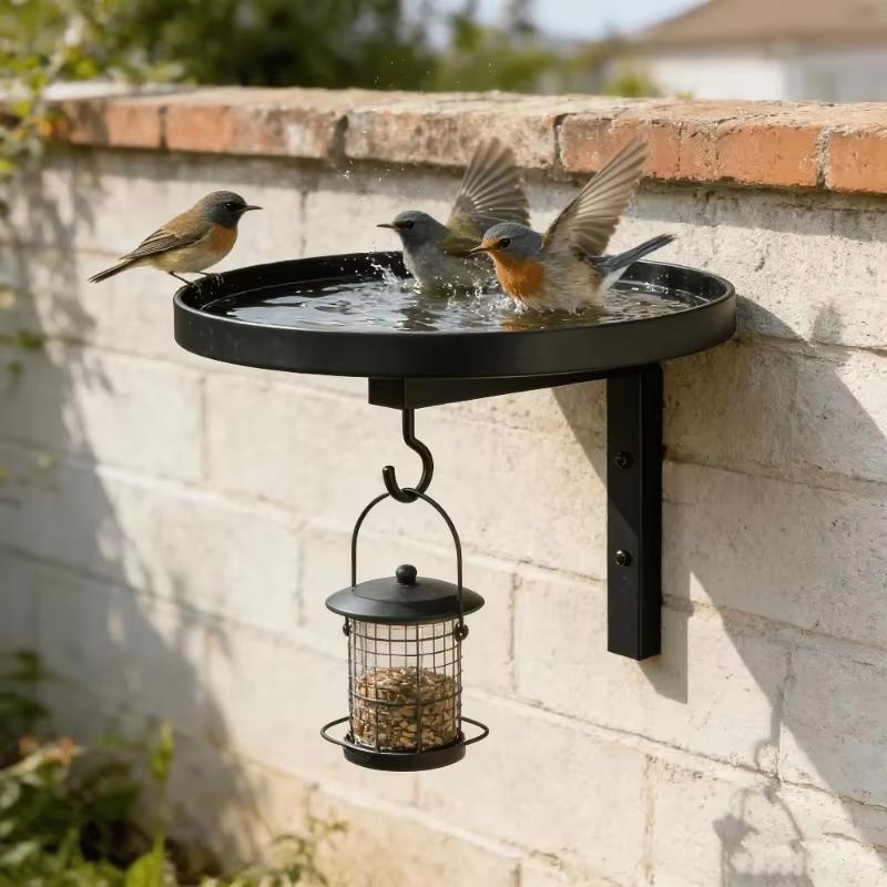 Hook Design Iron Wall Bathtub Bird Feeder Easy Install Weather Resistant Outdoor Courtyard Ornament
