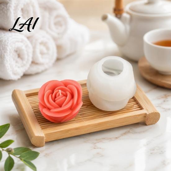 Silicone Soap Mold 4Pcs Flower Mold DIY Rose Candle Making Flexible Epoxy