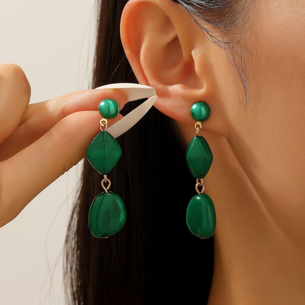 Colorful Irregular Resin Drop Earrings Three Tier Geometric Dangle Earrings for Women
