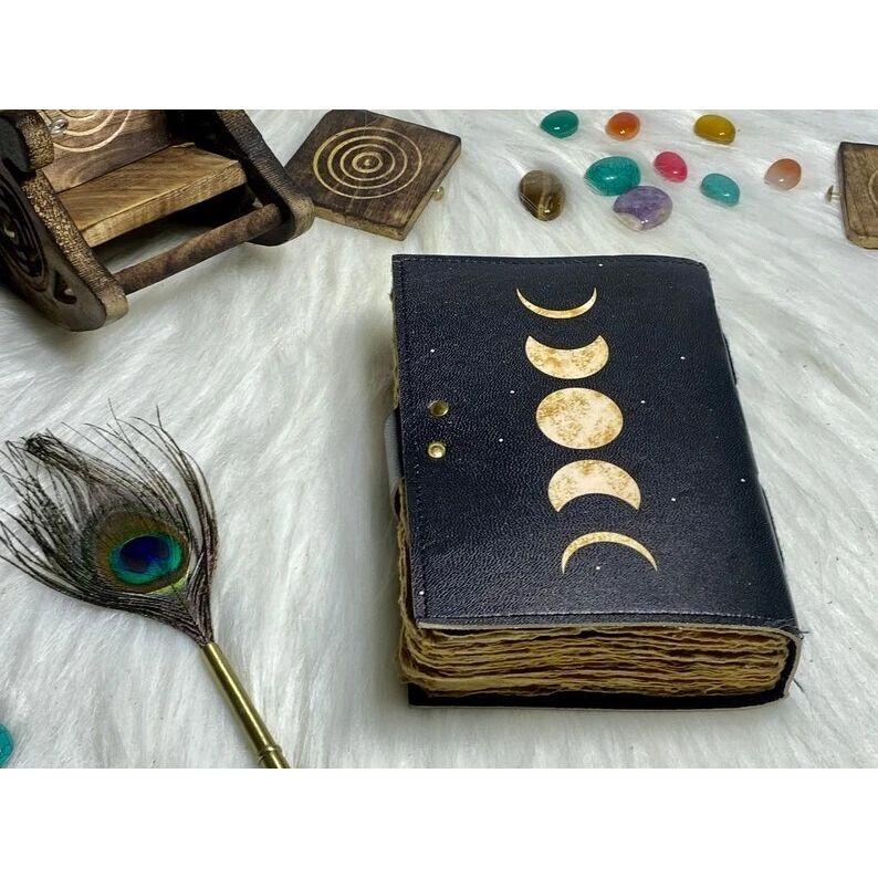 Handmade Leather Moon Phase Journal for Writers Wiccans & Dreamers Diary