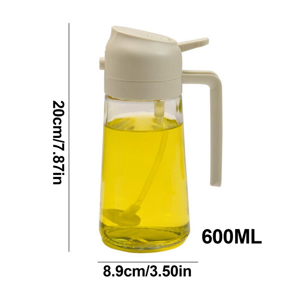 

600 мл 2 в 1 Спрей Маслораспылитель Диспенсер для масла Масленка Многофункциональный для барбекю, выпечки, сковороды, духовки, жарки, пикника, кухонный инструмент бежевый