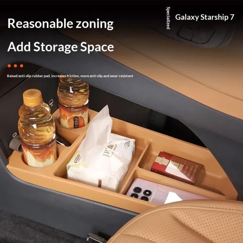 For Geely Starray EM-i Galaxy Starship 7 2025 2026 Center Console Lower Storage Box Armrest Organizer Tray Interior Accessories