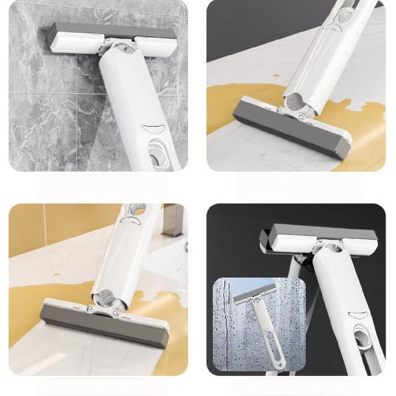 Mini Vadrouille Portable Auto-Essorante - Auto-Essorage, Vadrouille Éponge Forte Absorbante pour Sol, Salle de Bain, Cuisine & Verre - 2 Éponges de Rechange + 1 Essoreur