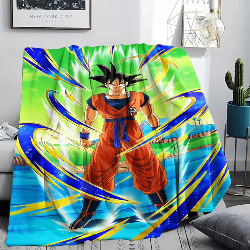 Dragon Ball Charakter Goku Muster Flanelldecke, Hohe Qualität, Bequem für Alle Jahreszeiten, Heimdekoration, Wärme und Komfort, Perfekt für Geschenke.
