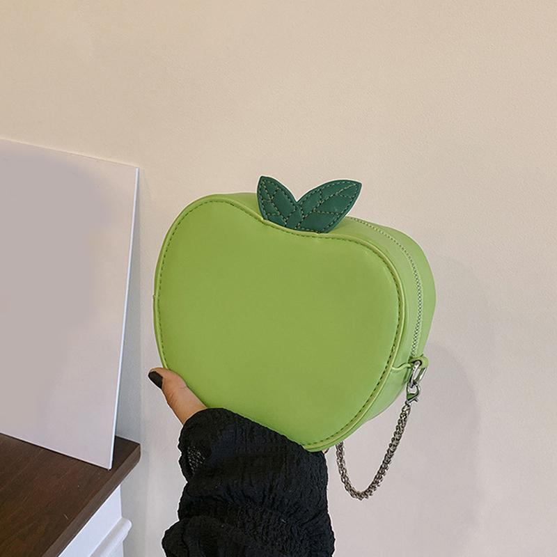 Girl Crossbody Bag Cute Apple PU Personality Women Shoulder Bag Simple Small Satchel Cartoon Shaped Coin Purse CLE