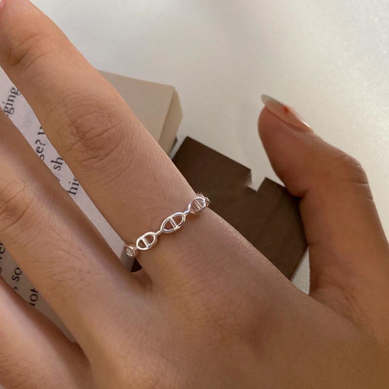 

Korean Luxe 925 Sterling Silver Ring For Women With Trendy Geometric Design And Adjustable Fit For Everyday Sophistication J4053