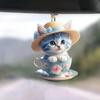 Acrylic Car Accessories Cute Car Decorations Adorable Dog Cat Car Charm Keychain Set for Rearview Mirror Backpack Unique