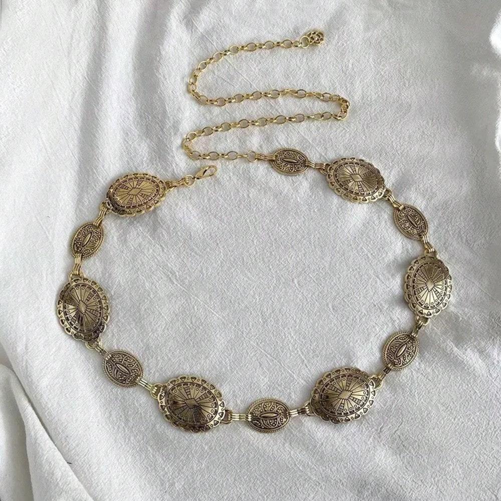 Europese en Amerikaanse Retro Boheemse Etnische Stijl Ketting Tailleketting Damesrok Decoratieve Accessoires Riem 1PCS goud