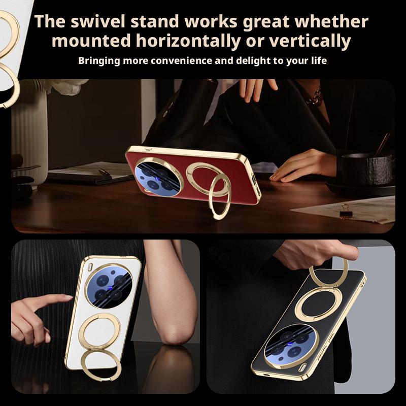 For Vivo X300s & Vivo X300 Ultra Case Delicated Leather Built-in Magnet 360° Rotation Stand Plated Screen Protecto Cover