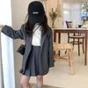 Girls' Spring/Fall College-Style Suit Set Solid-Color Blazer + Skirt Two-Piece Set