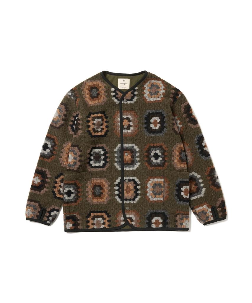 Snow Peak Wool Jacquard Cardigan and Size S JK-25AU024, Men's Women's, Olive,