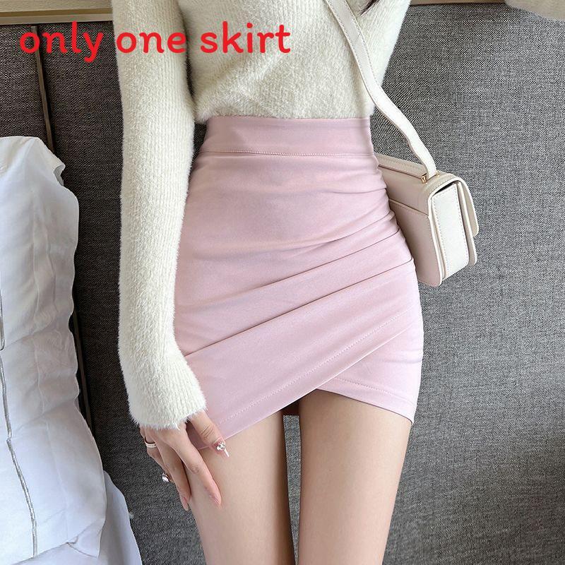 Gonna Corta Irregolare a Vita Alta da Donna con Tessuto Elasticizzato in Misto Cotone per Uso Casual Primaverile