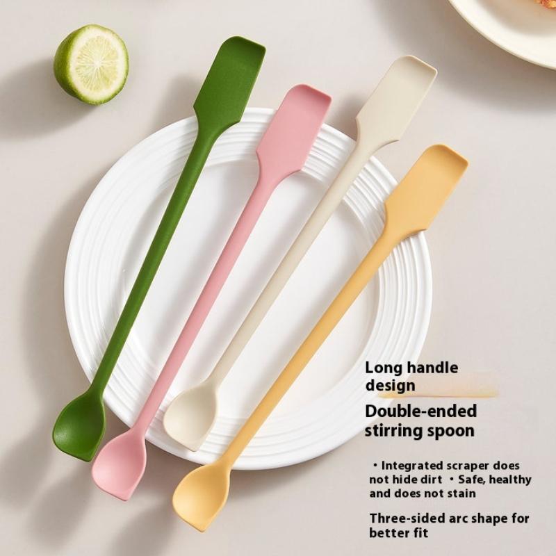 2 Stück Mini Silikon Schaber Doppelseitig Zwei in Eins Spatel Marmeladenglas Kosmetikflasche Schaber Löffel Set Für Marmelade Würze