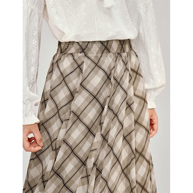 INMAN Irregular Retro Plaid Maxi Skirt