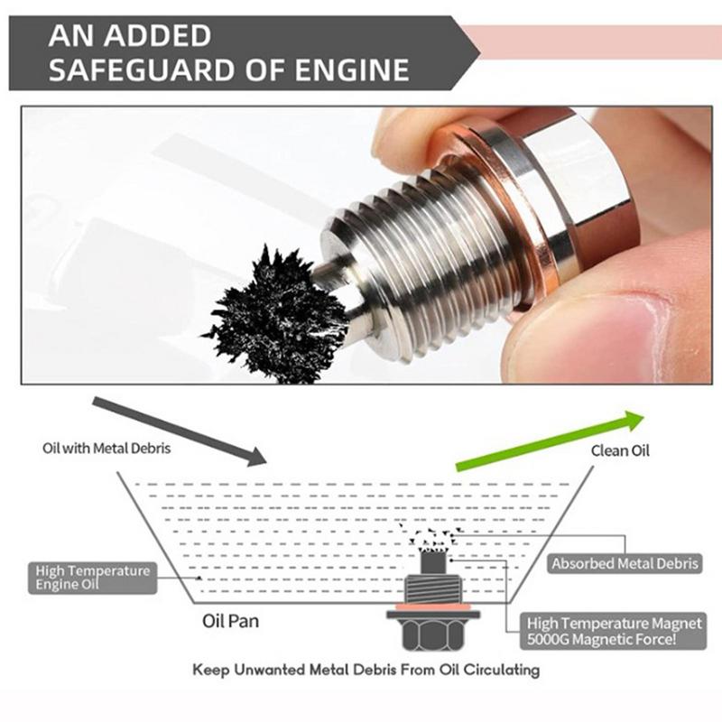 Engine Oil Plug Oil Plug Magnetic Engine Oil Drain Plug Heavy Duty Engine Parts Drain Plug Drain Nut Bolt M12x1.75/M14x1.5mm Car