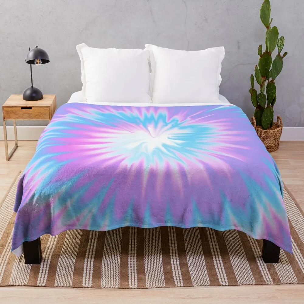 Tie Dye Colourful Flannel Throw Blanket Abstract Art Blanket Lightweight Super Soft for Bed Sofa Couch Decor for Kids Boys Girls