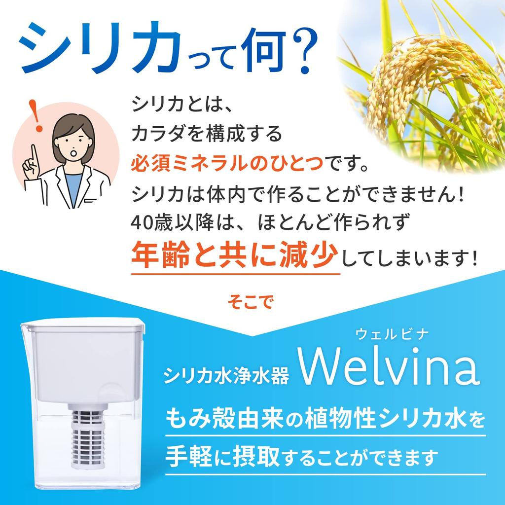 Silica Water Purifier Welvina Welvina Water Purification Pitcher Pot Type Dedicated Cartridge 1 Box for About 1 Year [Genuine Product] (2 Pieces)