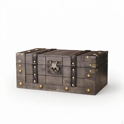Cofre de Almacenamiento de Madera Vintage con Tapa Abisagrada Baúl Decorativo para Estante