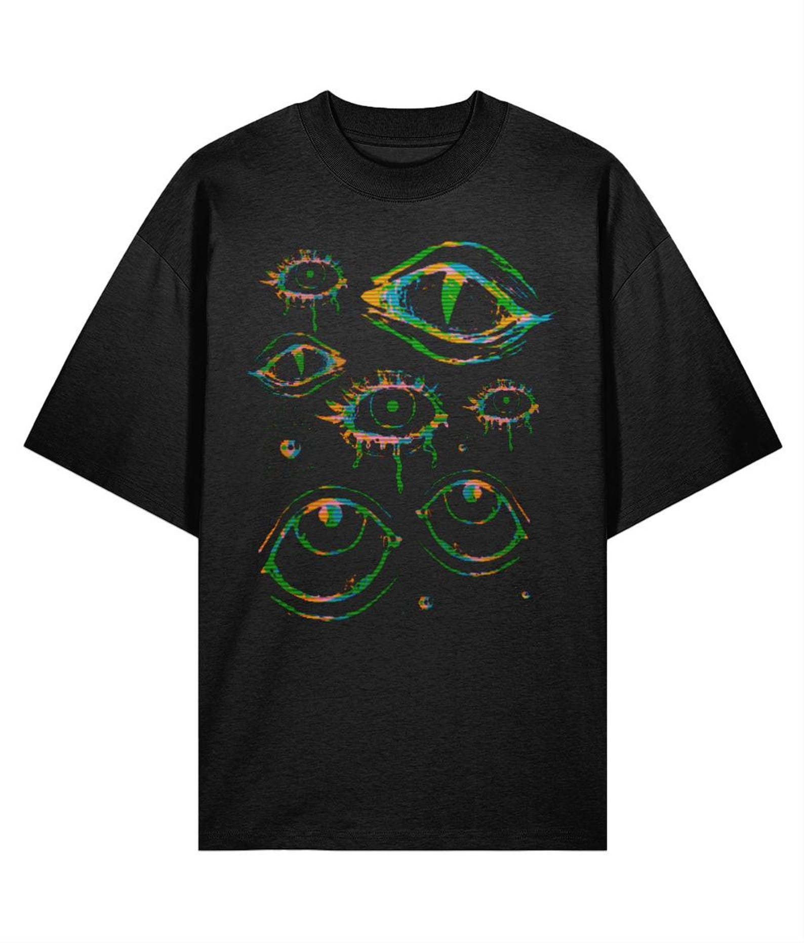 Oversized Drop Shoulder Grunge Clothing Eyes Shirt, Alt Clothing, Clowncore Clothes, Alternative Shirts, Pastel Goth Clothing, Goblincore 3XL