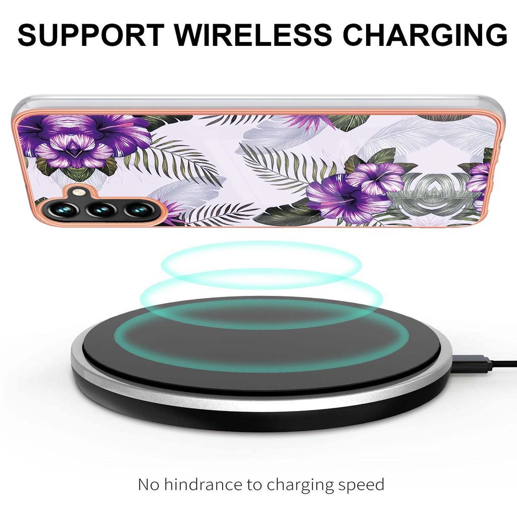 For Samsung Galaxy A55 5G Case with IMD Marble Flower Pattern TPU Mobile Back Cover