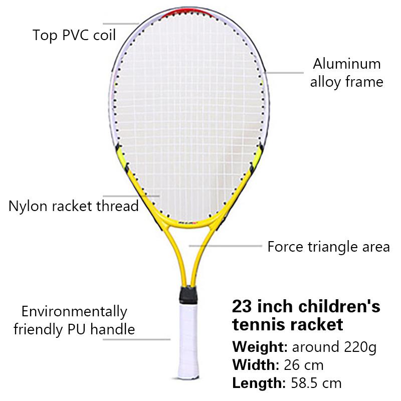 Spesiell tennisracket for tenåringer 23-tommers tennisracket i aluminiumslegering Sterk nylontråd for trening for barn