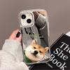 Probe cute puppy mirror for iPhone17promax mobile phone case 16 electroplating buttons 14 Apple 15