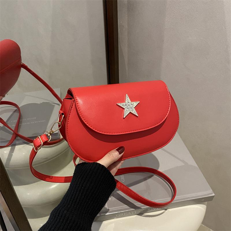 Fashi Star Women Pu Leather Shoulder Armpit Bags Thread Design Ladies Crossbody Saddle Bag Simple Girl Phe Handbags Purse