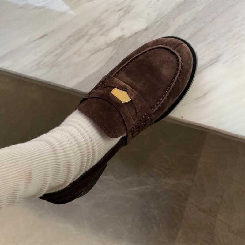 Sheepskin version~ Leather one-pedal lazy loafers women's 2025 spring and autumn new retro low-heeled small leather shoes single shoes