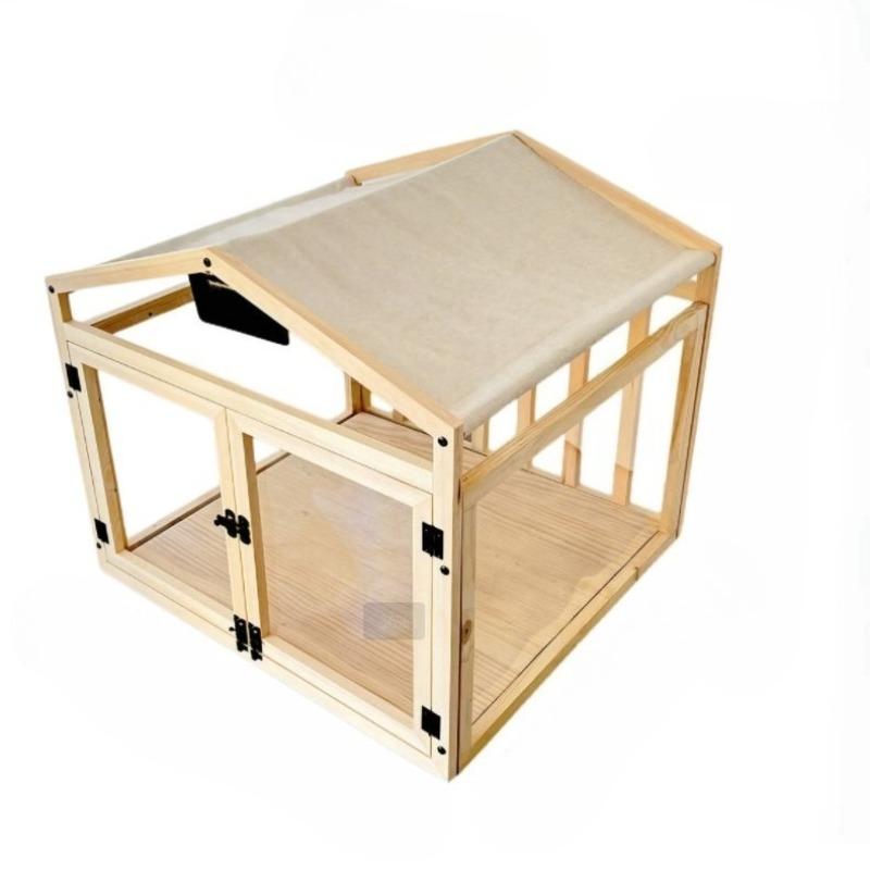 Wooden Transparent Pet House with Double Doors Indoor Dog Cat Crate Fence Stable Safe Houses for Small To Medium Cats Dogs