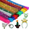 100Pcs Shining Craft Pipe Cleaners Glitter Sparkle Fuzzy Sticks Pipe Cleaners Bulk  Kids Arts