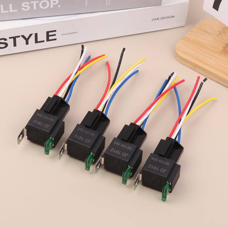 4/5Pin Waterproof 12V 30A Fuse Relay Switch With 14Awg 16 Awg Wire, 12V 4/5 Pin Spst Fuse Relay For Car Truck