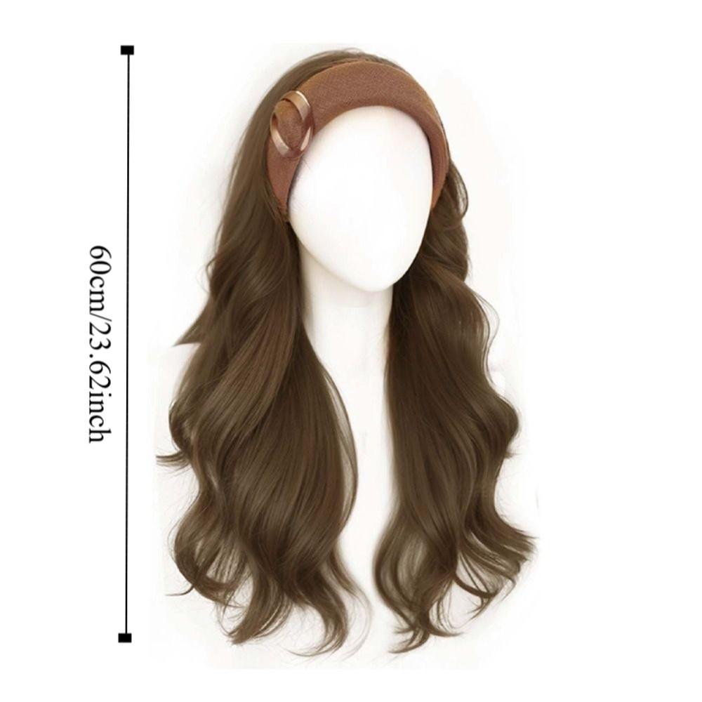 Hair Hoop Half Headband Wig Korean Style Long Wavy Curly Hair Synthetic Velvet Headband Wigs  Women