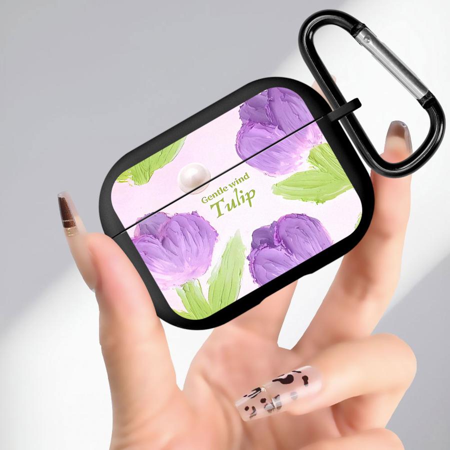 Цветы Фиолетовые Тюльпаны Мягкие Чехлы для Наушников Чехол для Airpods Pro2 3 4 2 Pro Pro3 1 Airpods 1