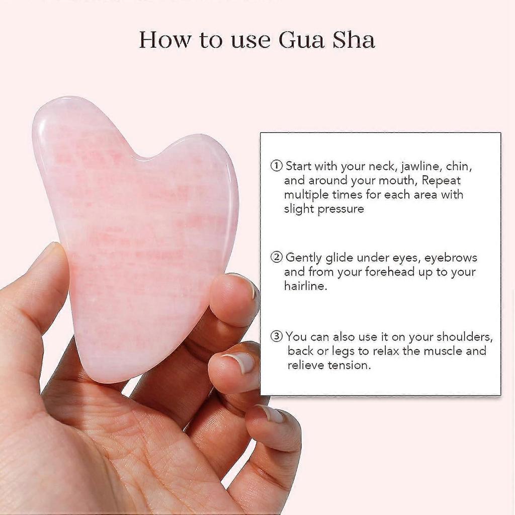 Jade Roller and Gua Sha, facial roller, facial beauty roller skin care tool, rose quartz massager for face, eye, neck, body muscle relaxation, relief 