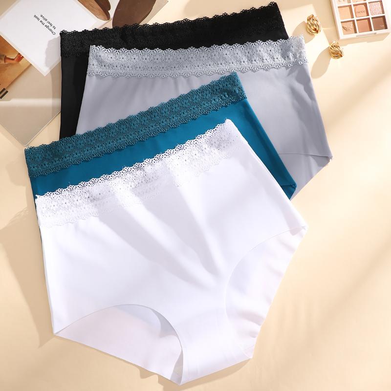 1pcs Women's High Waisted Plus Size Lace Waist Seamless Underwear, Fully Covered Hip Hugging Breathable Underwear, High-quality Comfortable Underwear