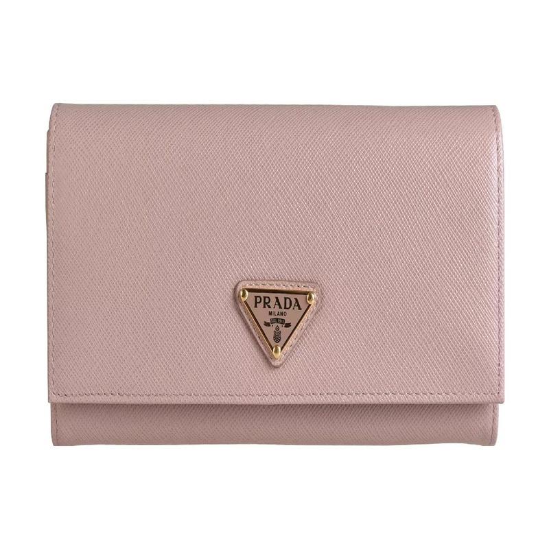 Prada Saffiano gold finish snap closure
