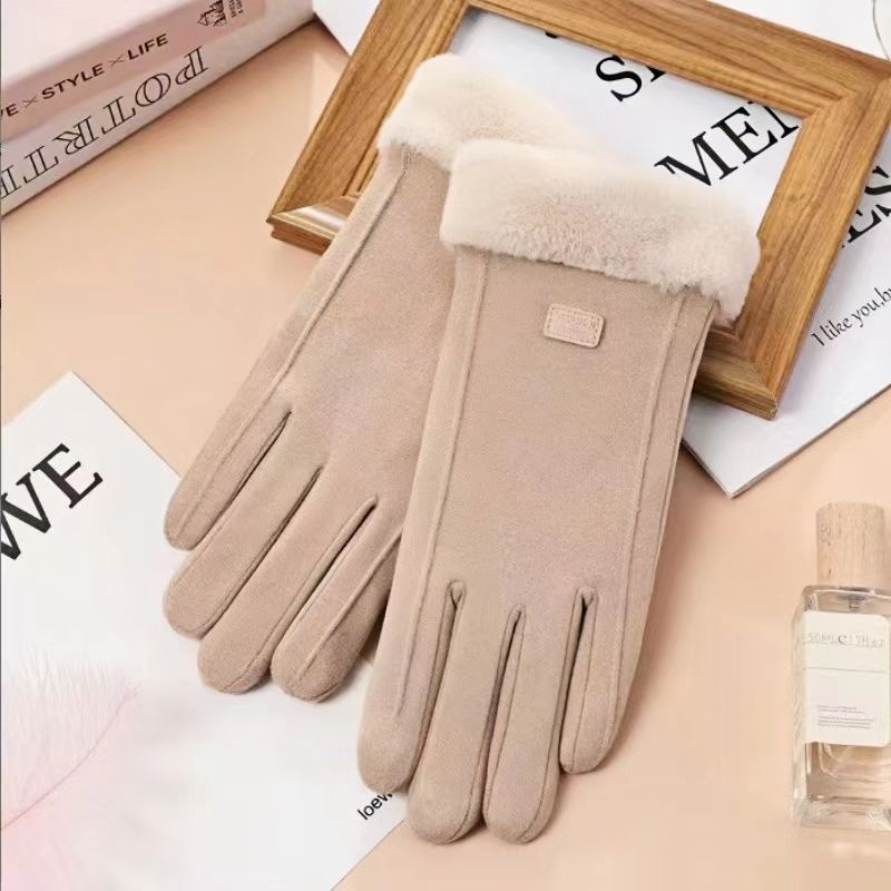 

Gloves are cute in winter, piled and thickened to keep warm, autumn and winter cycling touch screen cold-proof cycling windproof winter One Size бежевий