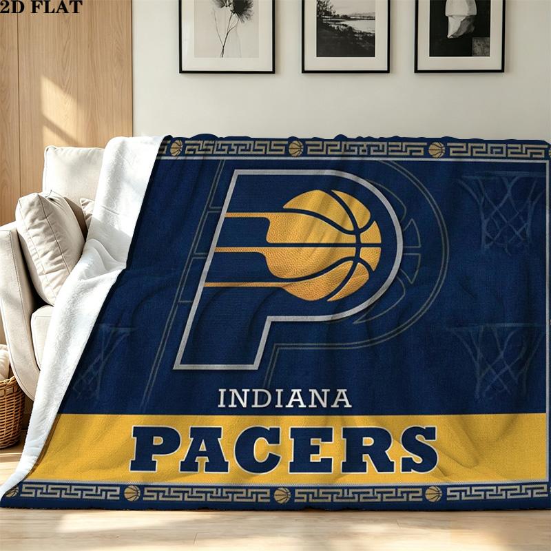 Indiana Pacers Logo Print Flannel Blanket High Quality Warm Comfortable Cover for All Seasons Perfect for Gifts Home Decor